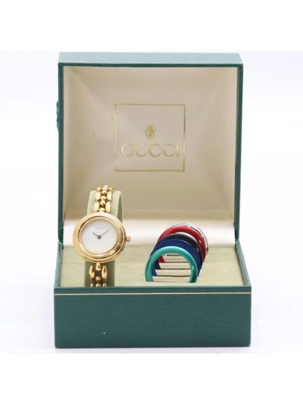 Gucci Change Bezel 11/12.2 Quartz Bangle Watch White Dial